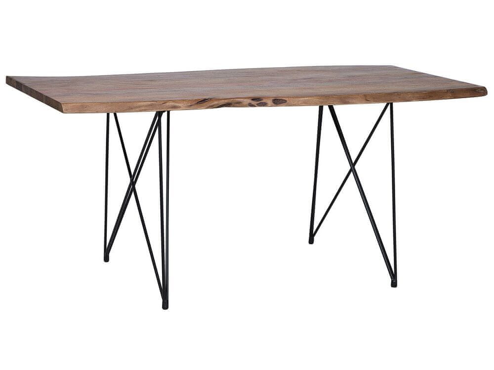 Beliani Jedálenský stôl z akáciového dreva 200 x 100 cm tmavé drevo/čierna MUMBAI